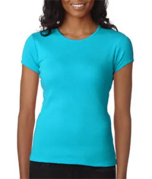 1001 Bella Canvas Ladies' Baby Rib Short-Sleeve Crew Neck Tee Turquoise