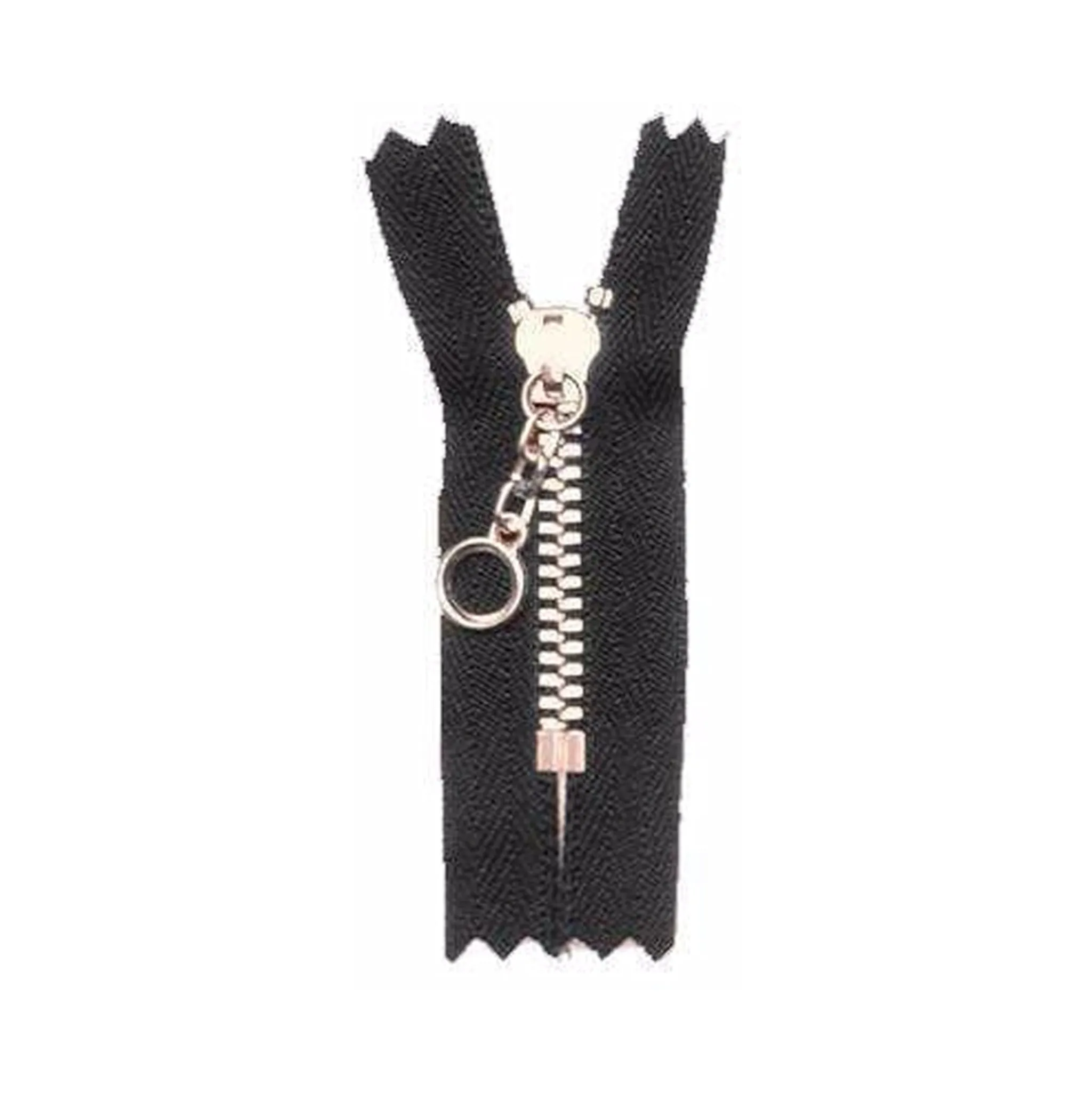#3 Metal, Black 14" YKK Closed End Handbag Zipper with Brass Teeth, #451-14-BLK