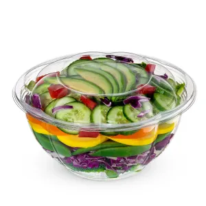 32 oz. Plastic Salad Bowls To-Go With Airtight Lids, Salad Containers