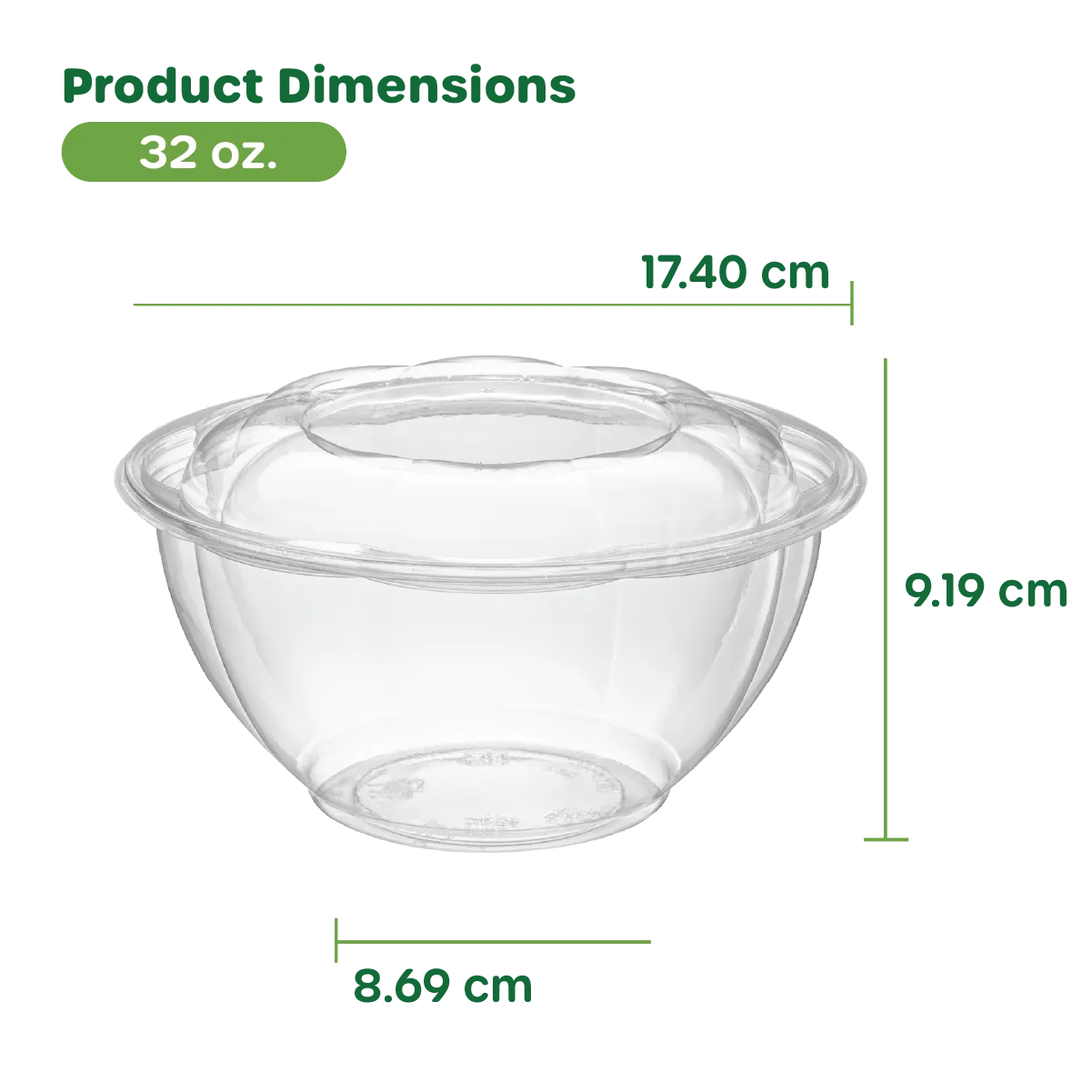 32 oz. Plastic Salad Bowls To-Go With Airtight Lids, Salad Containers
