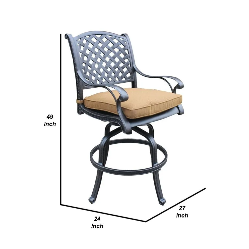 49 Inch Swivel Outdoor Patio Bar Stool, Set of 2, Brown By Casagear Home