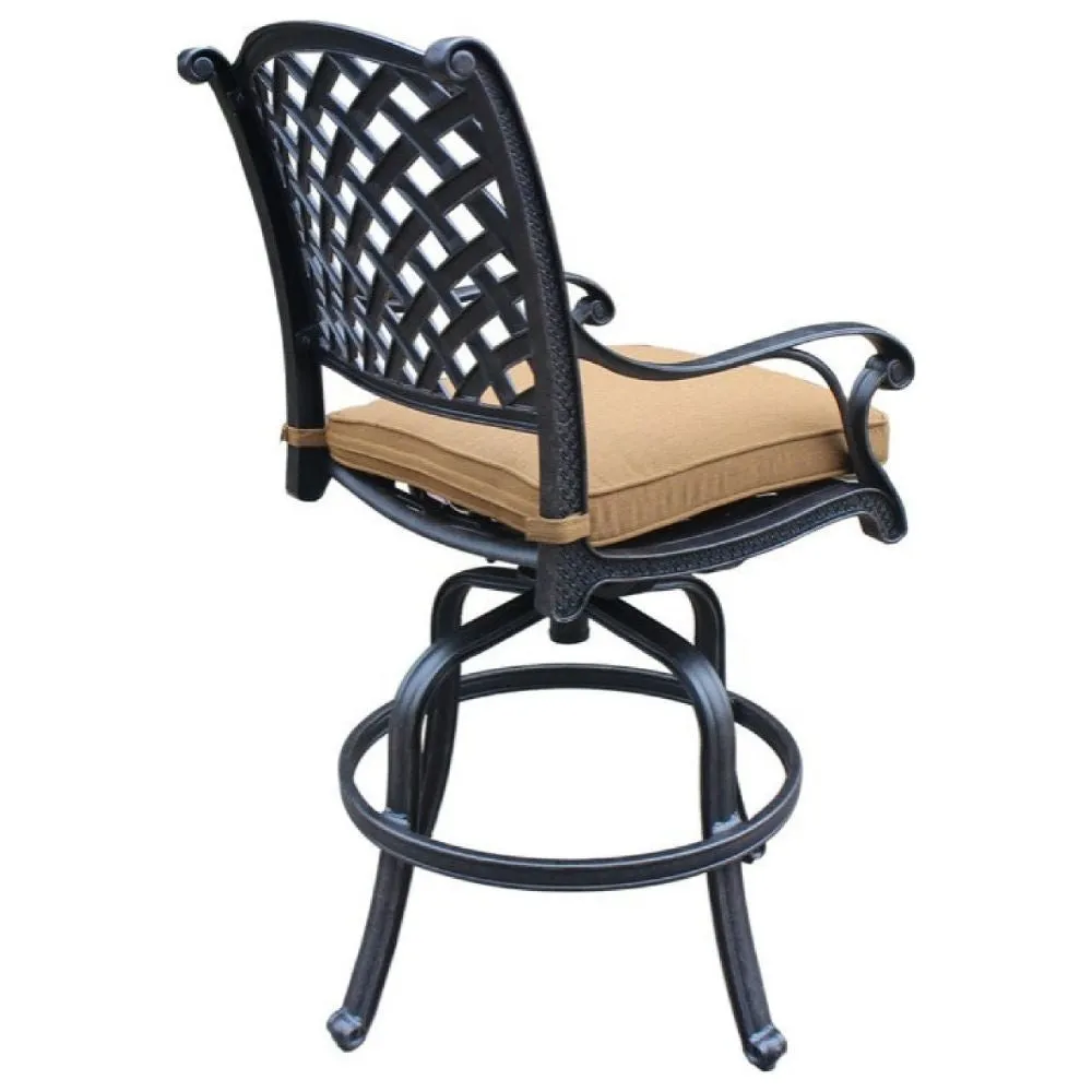 49 Inch Swivel Outdoor Patio Bar Stool, Set of 2, Brown By Casagear Home