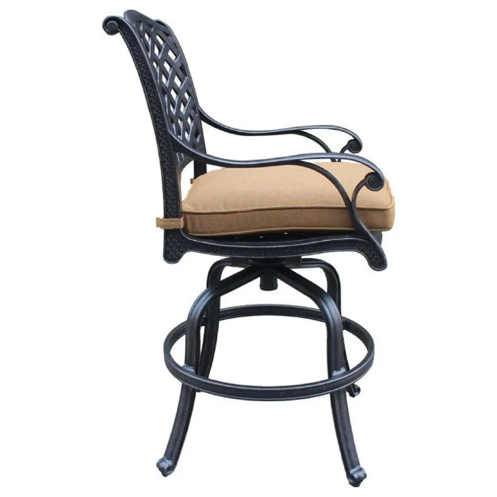 49 Inch Swivel Outdoor Patio Bar Stool, Set of 2, Brown By Casagear Home