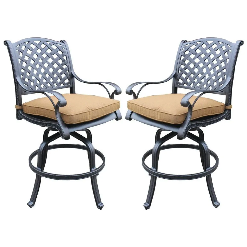 49 Inch Swivel Outdoor Patio Bar Stool, Set of 2, Brown By Casagear Home