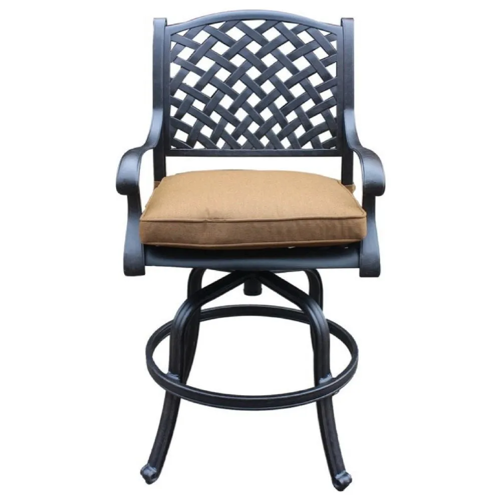 49 Inch Swivel Outdoor Patio Bar Stool, Set of 2, Brown By Casagear Home