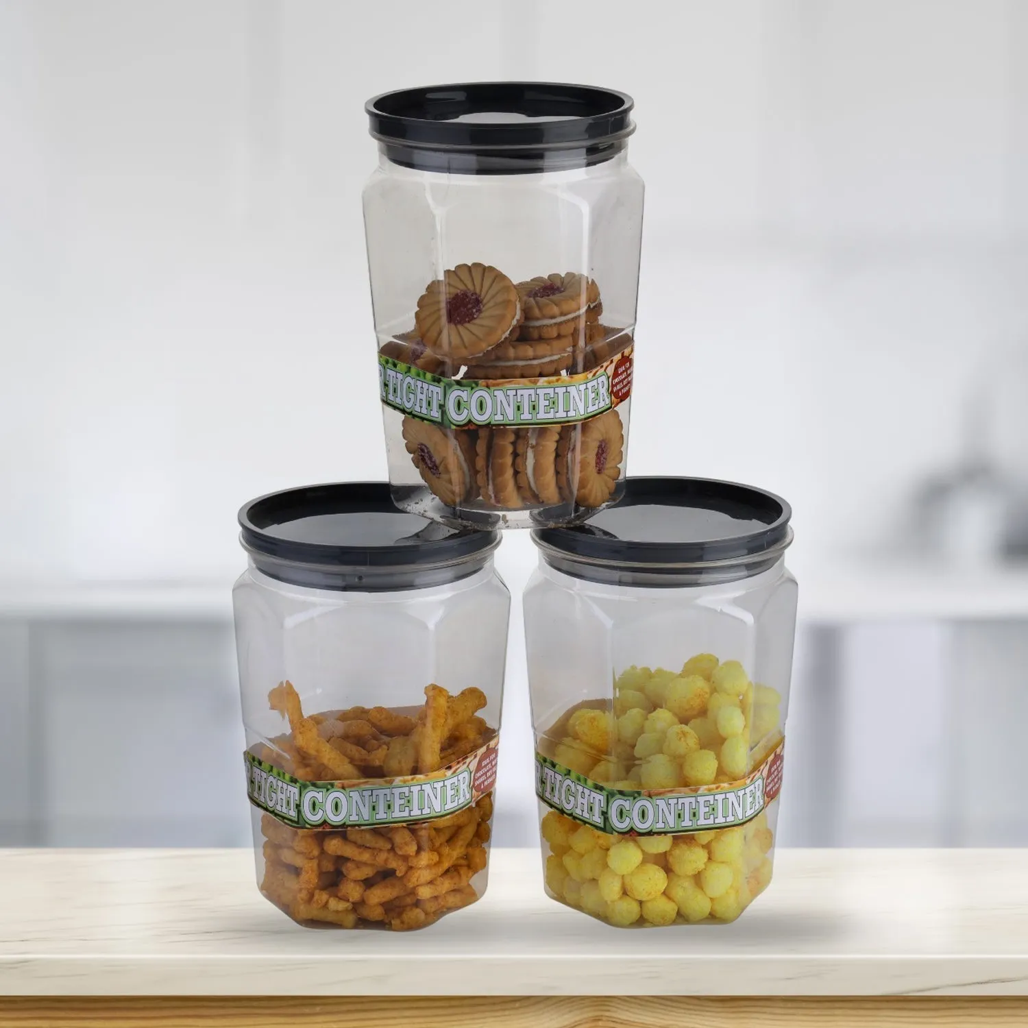 Air Tight Kitchen Storage Container for Rice | Dal | Atta, BPA-Free, Flour | Cereals | Snacks | Stackable | Modular, Round. (Approx - 1100Ml, Set of 6pcs)