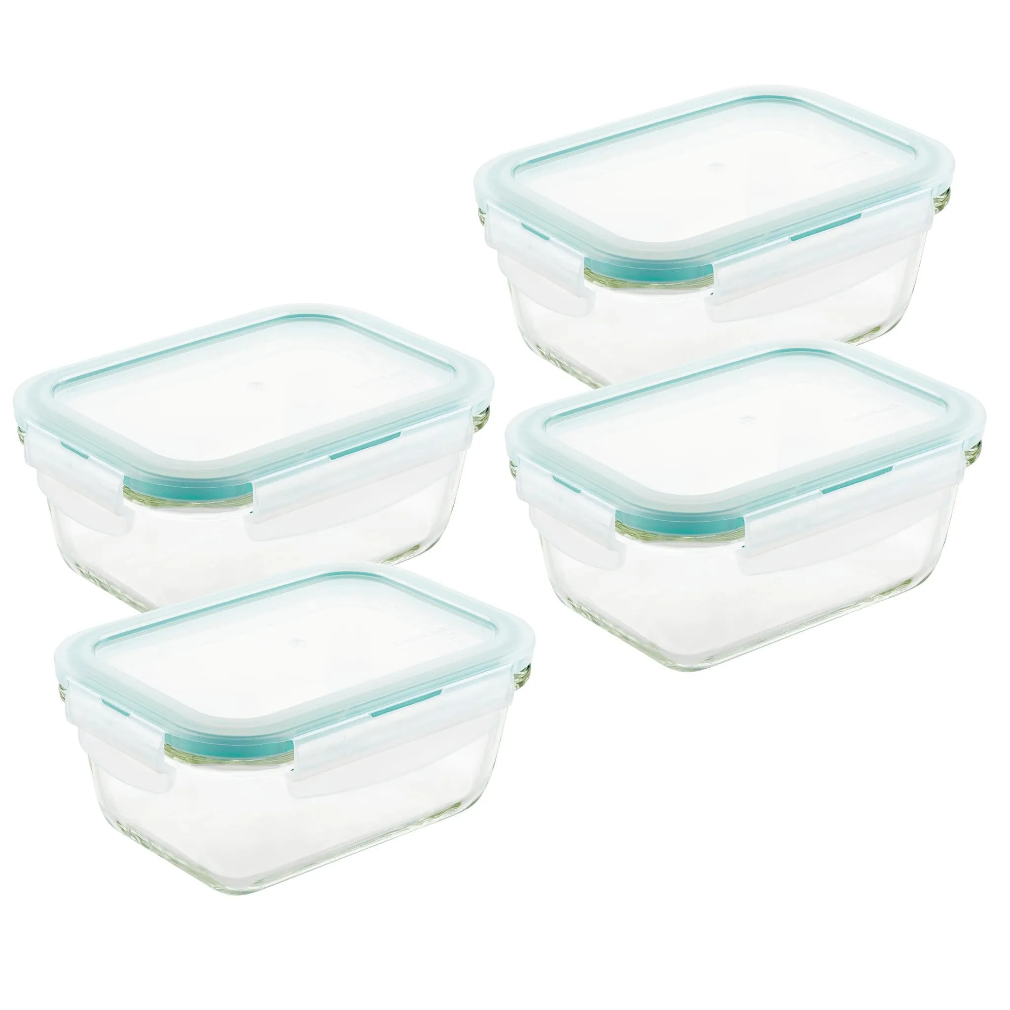 Airtight-Leakproof Borosilicate Glass 4-Piece 14-Oz. Rectangular Container Set