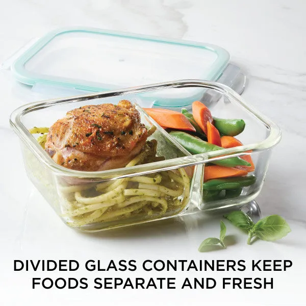 Airtight-Leakproof Divided Borosilicate Glass Food Storage 3-Piece 24-Ounce Set