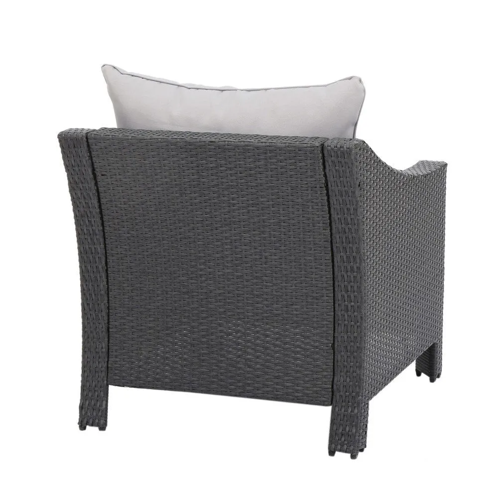 Annie Outdoor Accent Chair Set of 2, Silver, Cushions, Gray Rattan, Iron By Casagear Home