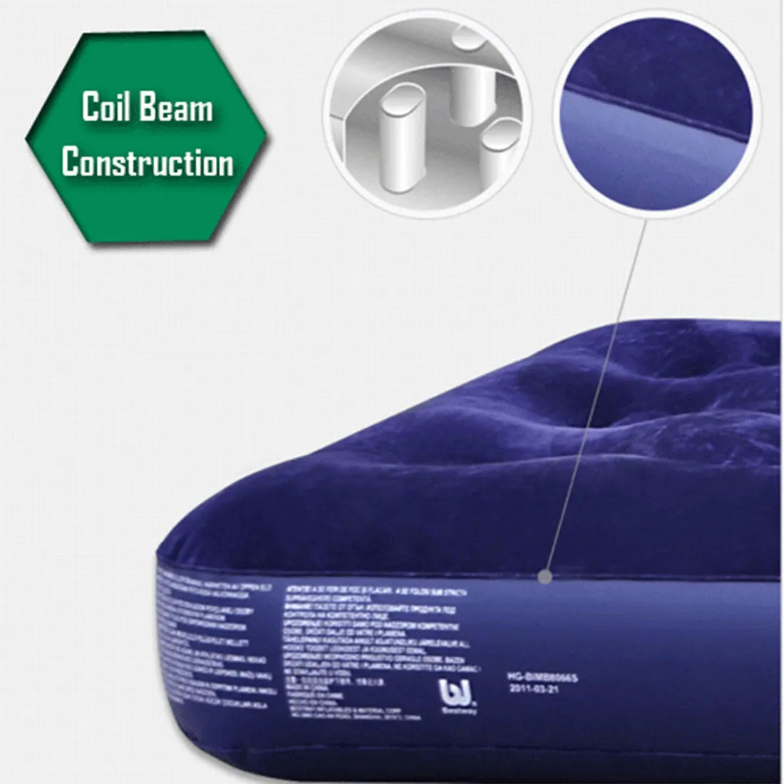 Bestway Comfort Quest Inflatable Flocked Air Bed Mattress Queen