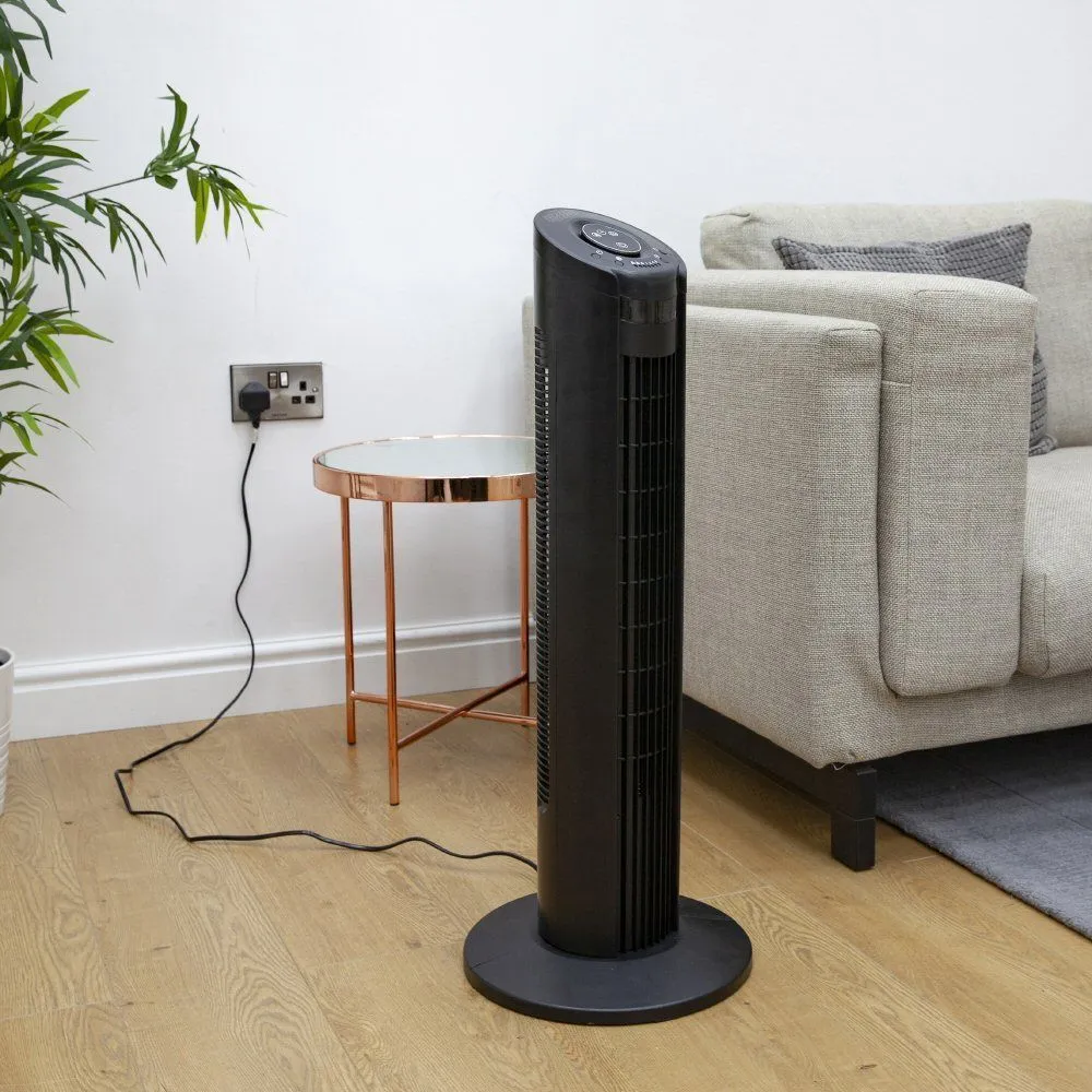 Black   Decker 32" (81cm) Black Digital Tower Fan with 8-Hour Timer