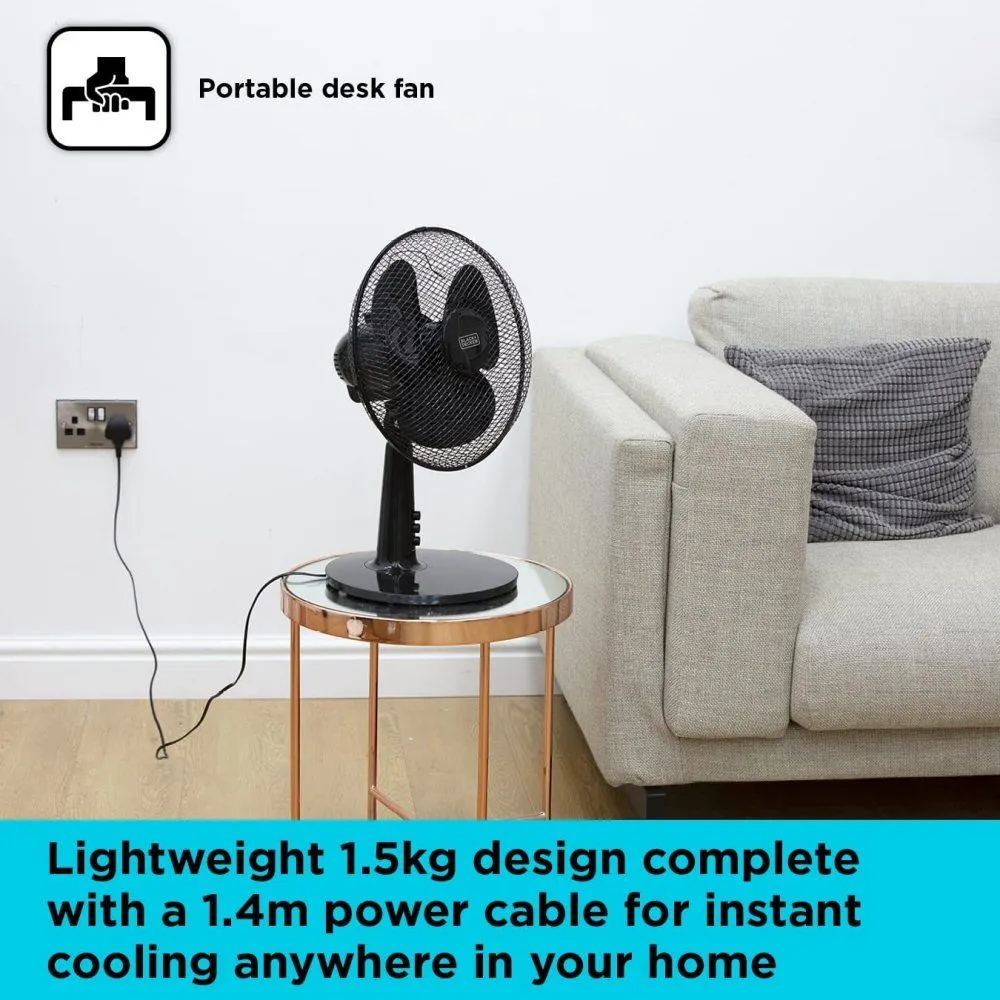 Black   Decker 9" Black 20W Desk Fan
