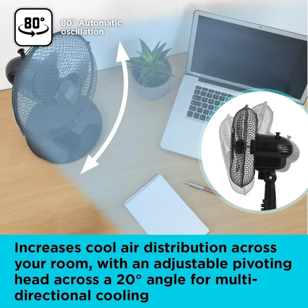 Black   Decker 9" Black 20W Desk Fan