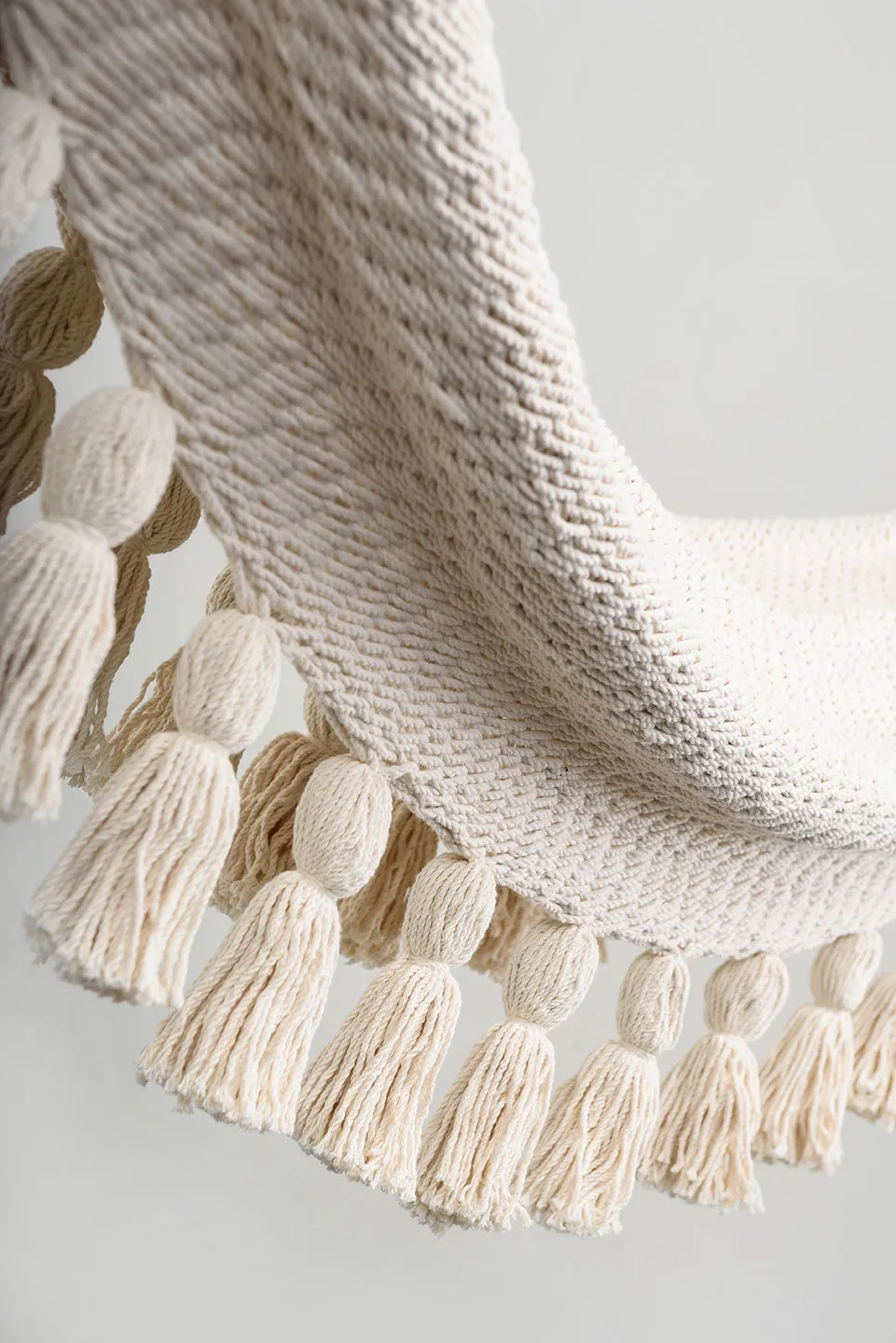 Boho Natural Cotton Hammock with Tassels