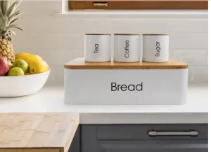Bread Box with 3 Piece Canister Set