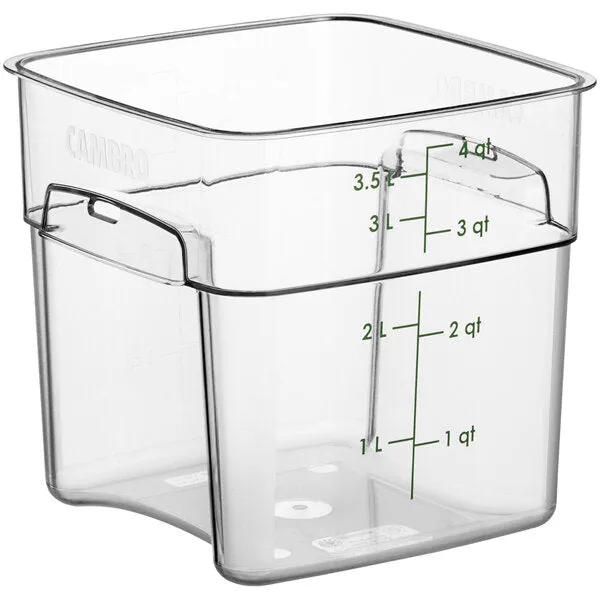 CAMBRO, POLYCARBONATE FOOD STORAGE SQUARE CONTAINER - GREEN 4 QT