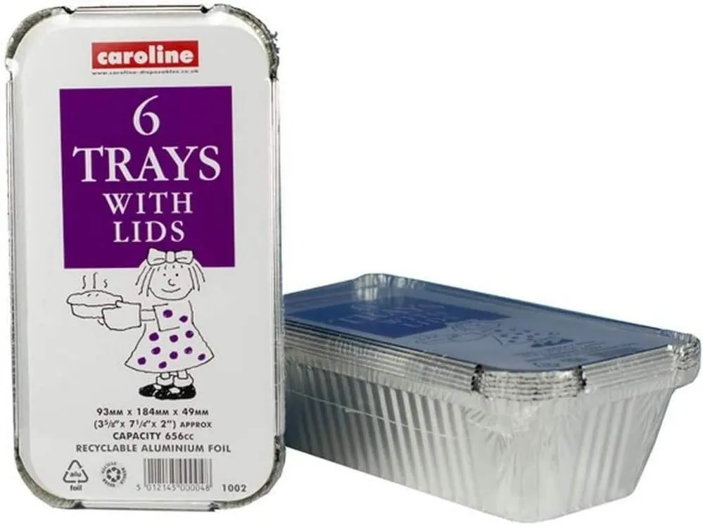 Caroline Foil Tray & Lid 23oz Pack 6's {6 - 144 Trays & Lids} (1002)