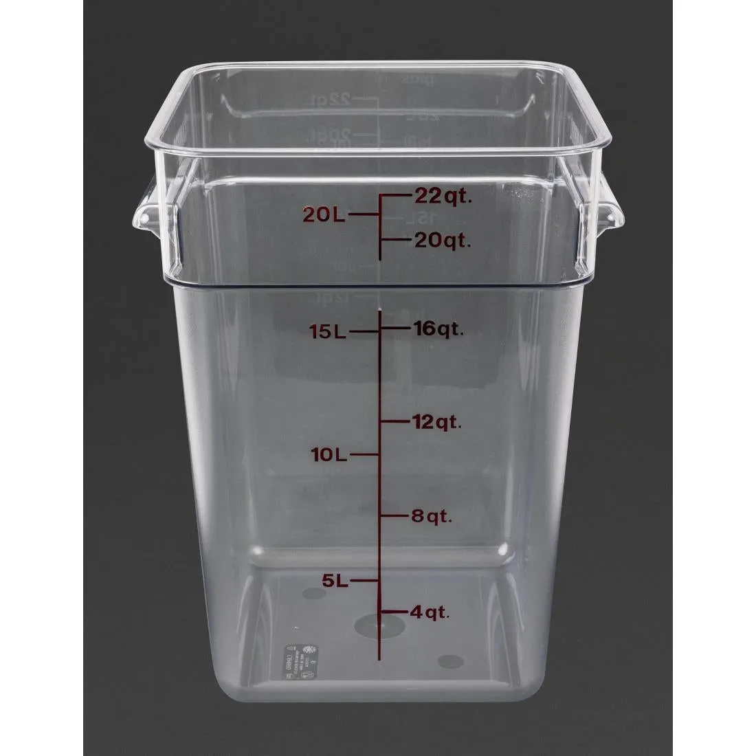 DB012 Cambro Square Polycarbonate Food Storage Container 20.8 Ltr (Pack of 6)