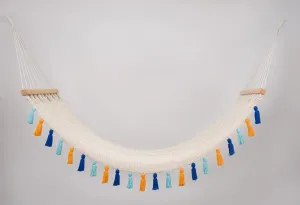 Deluxe Natural Cotton Hammock with Hue Inspired Tassels (Wooden Bar)