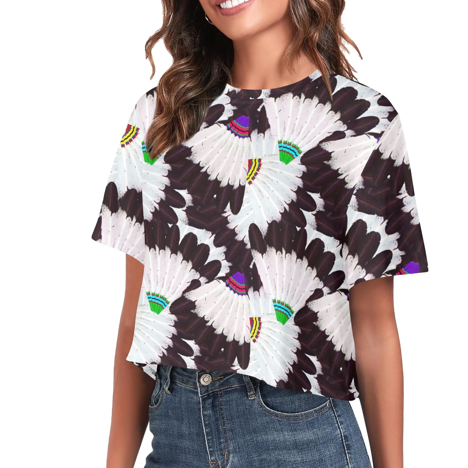 Eagle Feather Fans Women's Cropped T-shirt