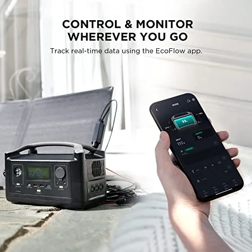 EF ECOFLOW RIVER 288Wh Portable Power Station,3 x 600W(Peak 1200W) AC Outlets & LED Flashlight, Fast Charging Silent Solar Generator (Solar Panel Optional) for Emergencies Home Outdoor Camping RV