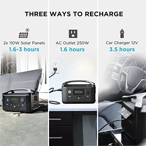 EF ECOFLOW RIVER 288Wh Portable Power Station,3 x 600W(Peak 1200W) AC Outlets & LED Flashlight, Fast Charging Silent Solar Generator (Solar Panel Optional) for Emergencies Home Outdoor Camping RV