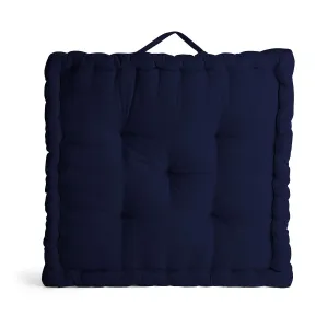 Encasa Homes Square Floor Cushions 50x50x10 cm - Scotch Blue - Solid Dyed Canvas with Micro-Fiber Filling Large Size for Seating Meditation Yoga Pooja Guests Living Room Bedroom