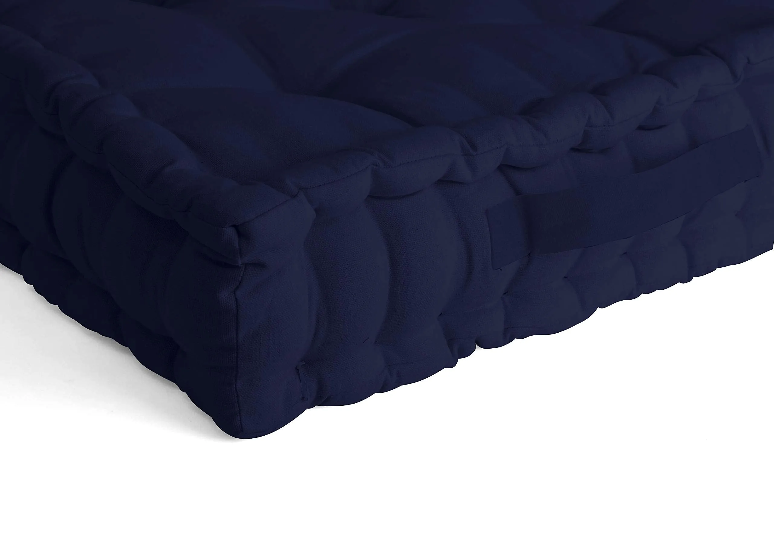 Encasa Homes Square Floor Cushions 50x50x10 cm - Scotch Blue - Solid Dyed Canvas with Micro-Fiber Filling Large Size for Seating Meditation Yoga Pooja Guests Living Room Bedroom