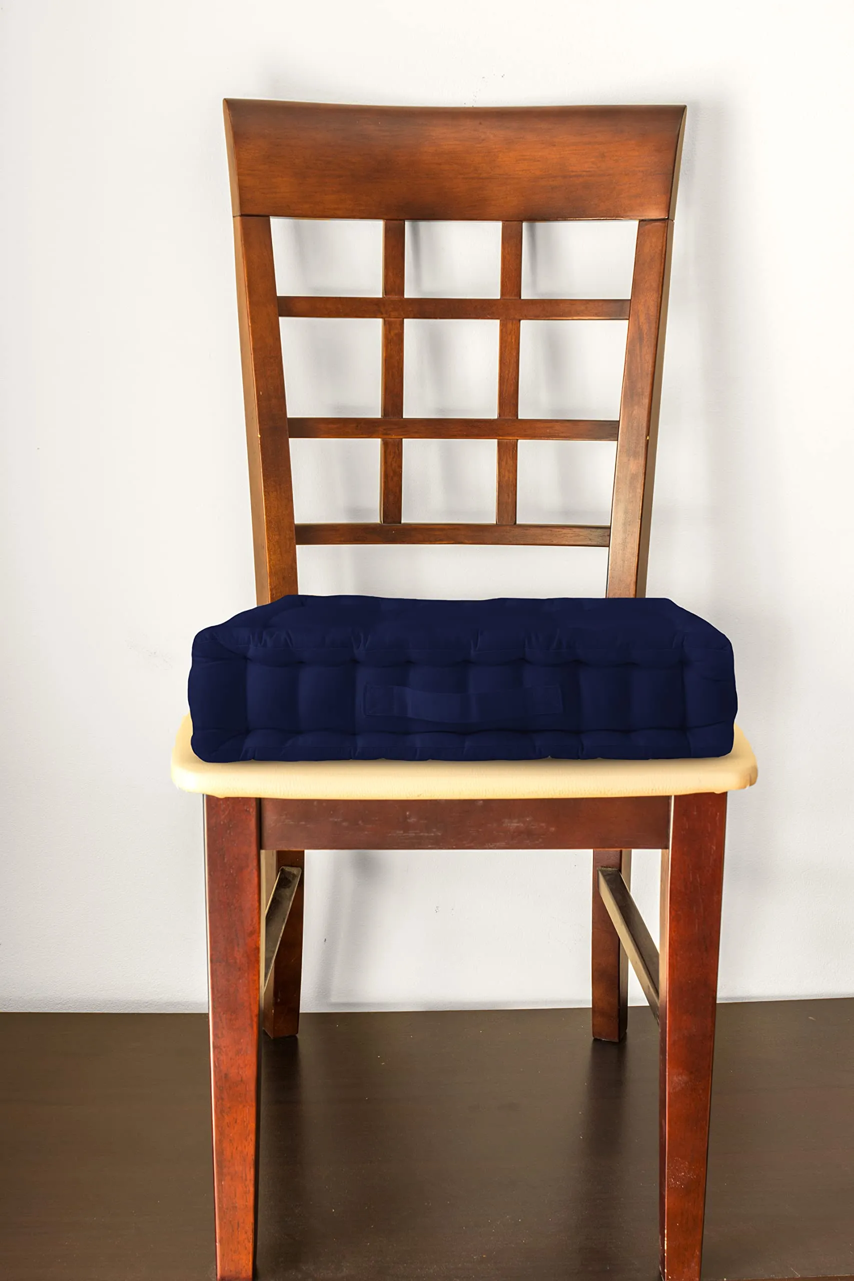 Encasa Homes Square Floor Cushions 50x50x10 cm - Scotch Blue - Solid Dyed Canvas with Micro-Fiber Filling Large Size for Seating Meditation Yoga Pooja Guests Living Room Bedroom
