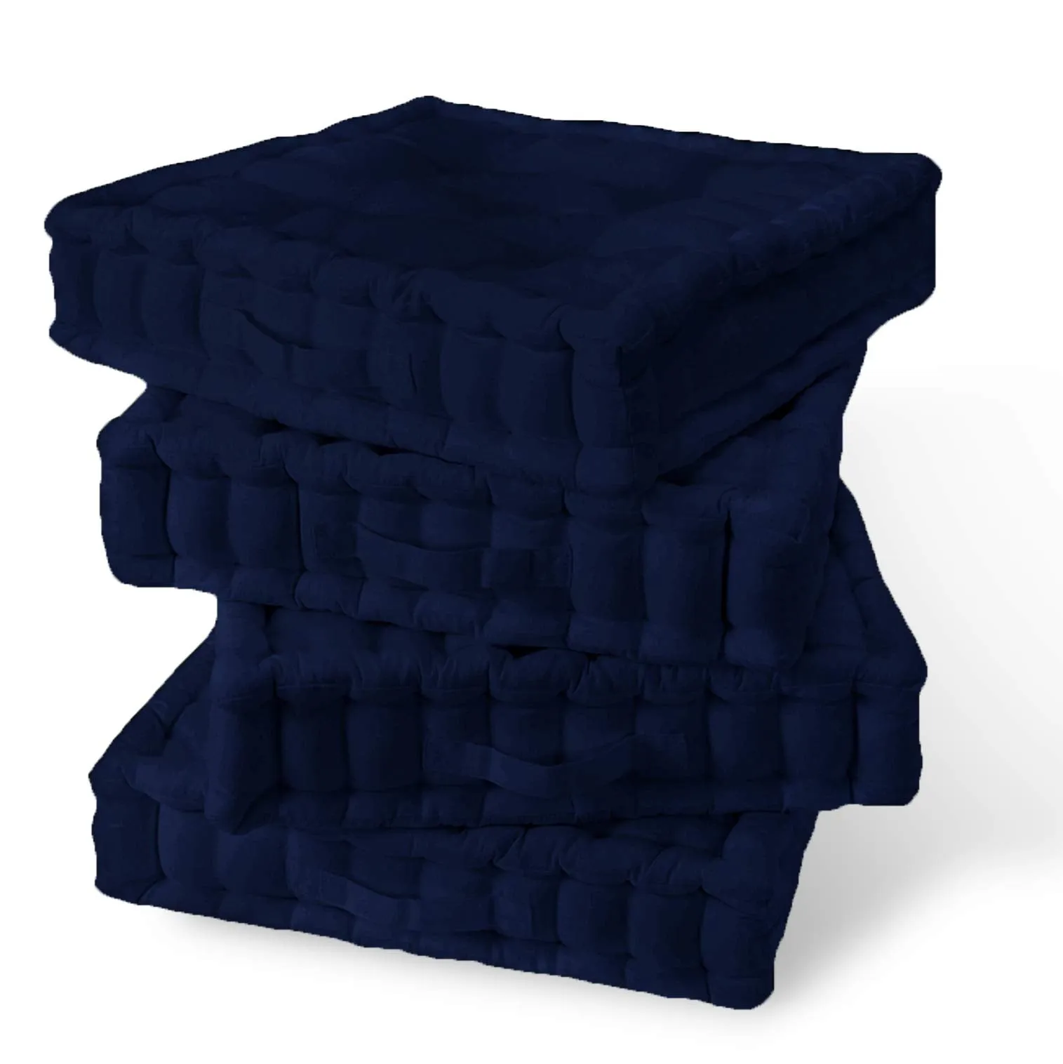 Encasa Homes Square Floor Cushions 50x50x10 cm - Scotch Blue - Solid Dyed Canvas with Micro-Fiber Filling Large Size for Seating Meditation Yoga Pooja Guests Living Room Bedroom