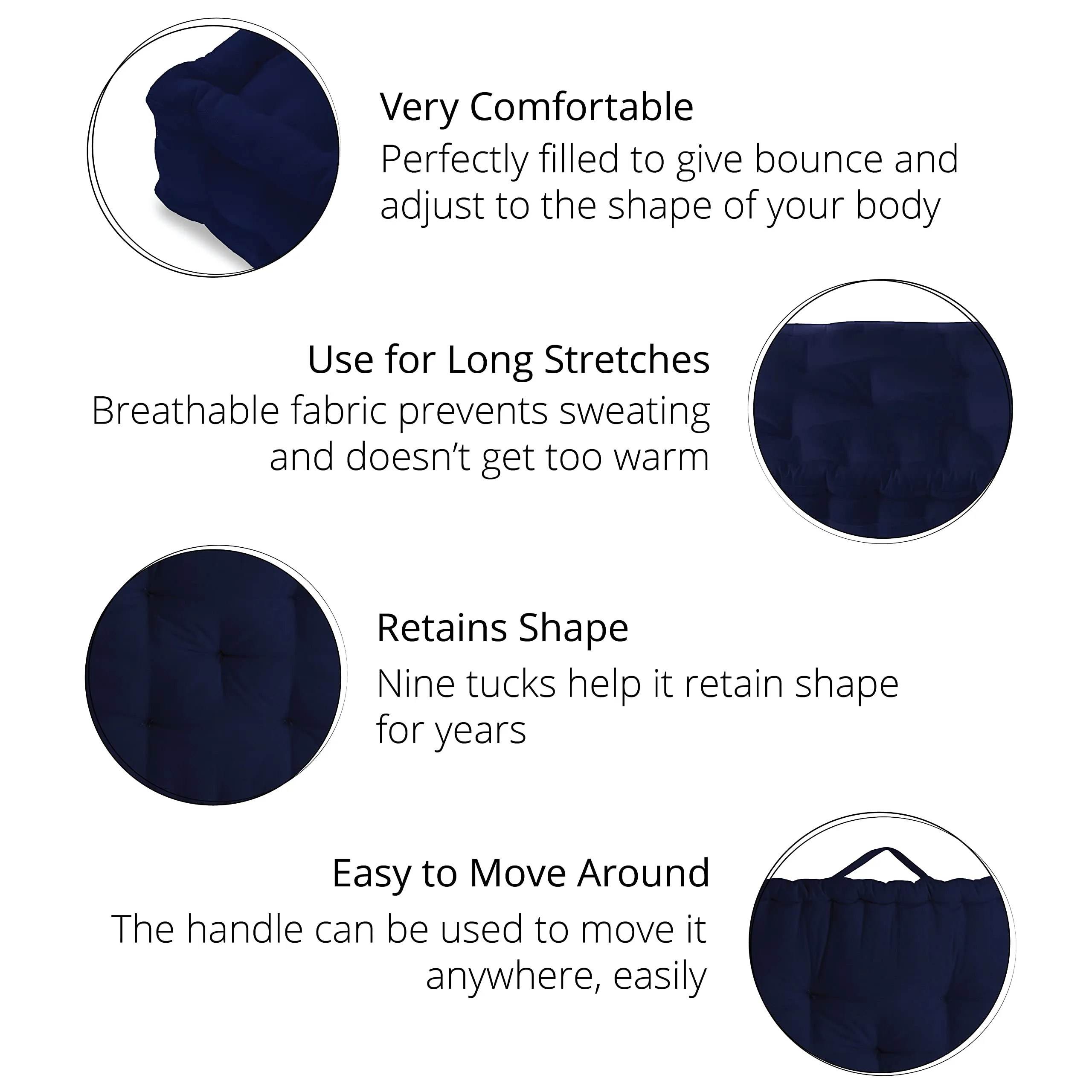 Encasa Homes Square Floor Cushions 50x50x10 cm - Scotch Blue - Solid Dyed Canvas with Micro-Fiber Filling Large Size for Seating Meditation Yoga Pooja Guests Living Room Bedroom