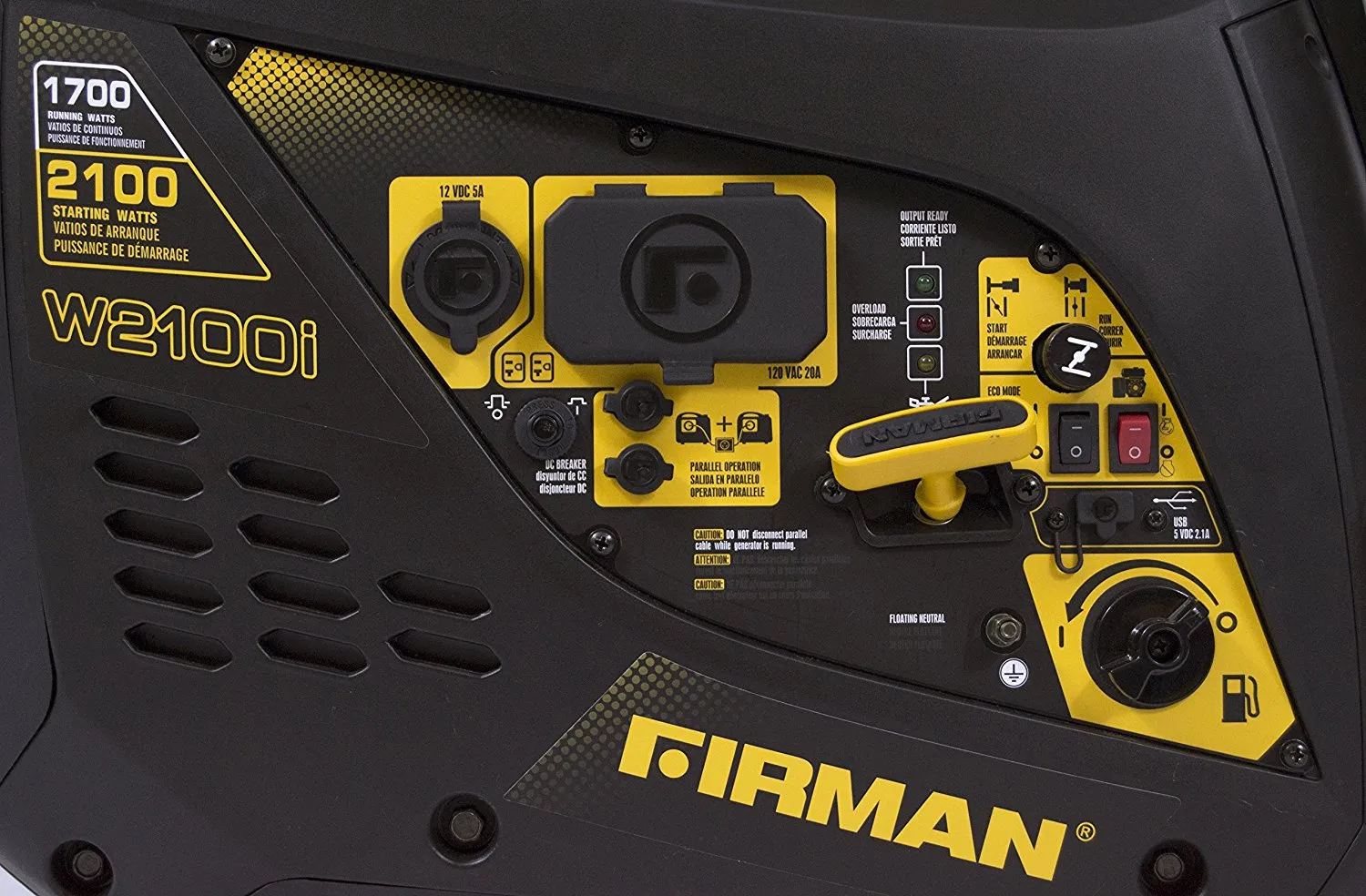 Firman Generator W01781 Whisper Series 2100/1700 Watt Recoil Start Gas Portable Generator cETL and CARB Certified