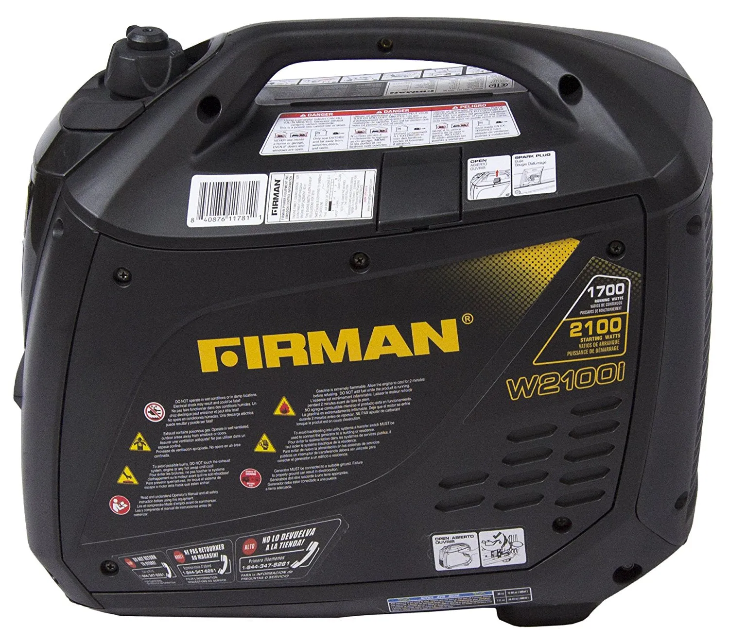 Firman Generator W01781 Whisper Series 2100/1700 Watt Recoil Start Gas Portable Generator cETL and CARB Certified