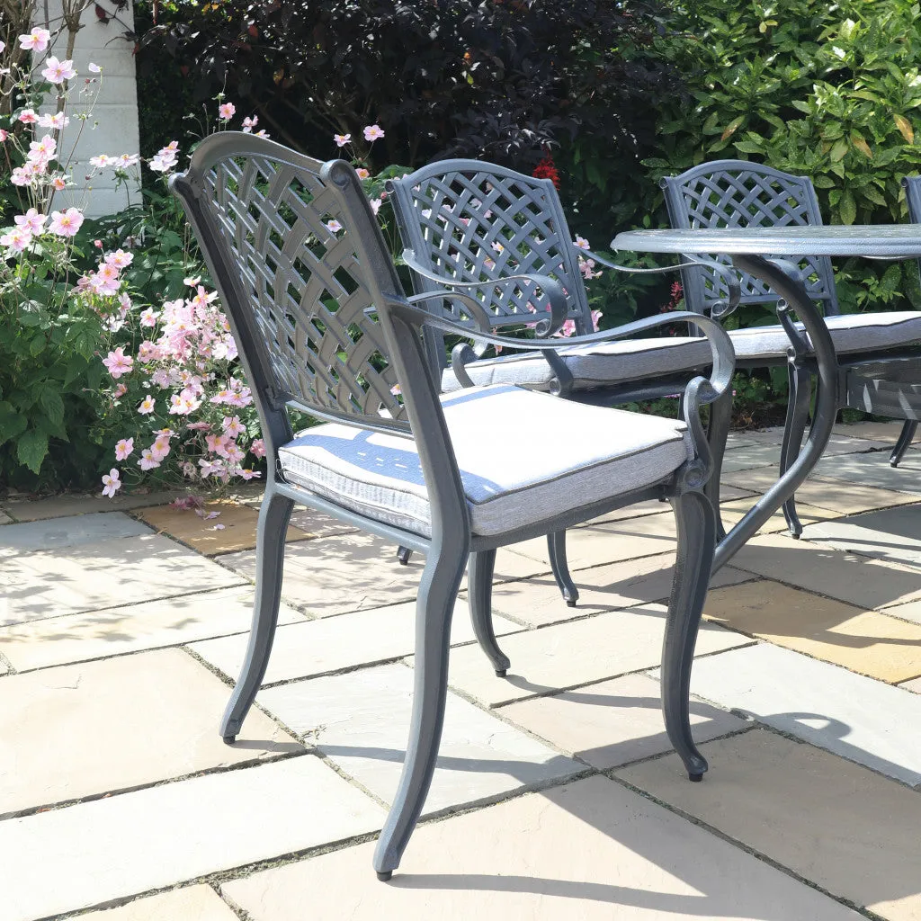 Fitzhenry - 8 Seat Set with Oval Table (Hammered Grey)