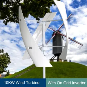 Free Energy 8000W 24V 48V 96V 220V Glass Fiber 3 Blade Vertical Wind Turbines Wind Generator Power Windmil with Controller