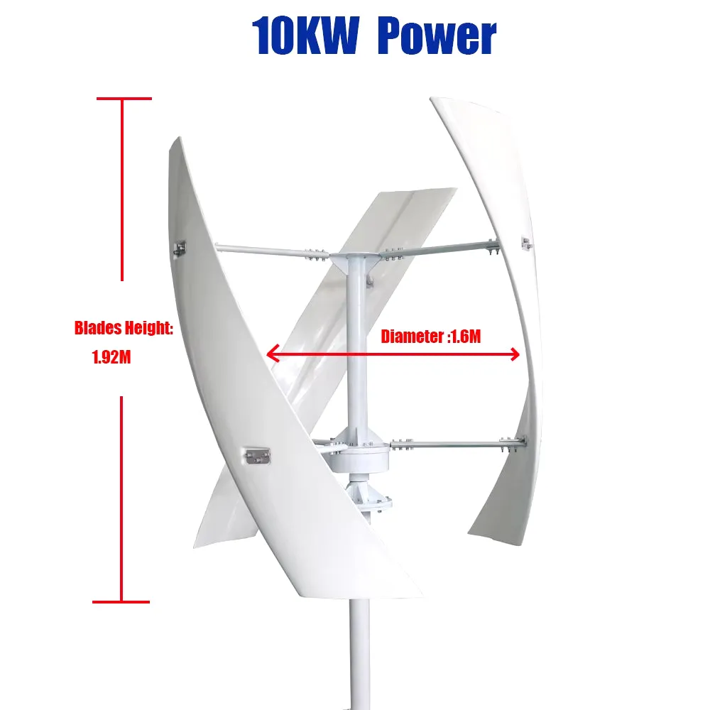 Free Energy 8000W 24V 48V 96V 220V Glass Fiber 3 Blade Vertical Wind Turbines Wind Generator Power Windmil with Controller