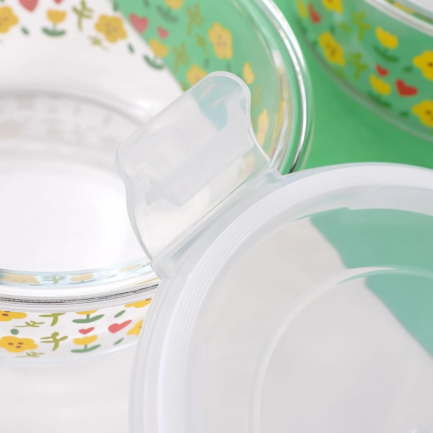 Homestic Borosilicate Printed Container With Lid (Round) | JDA050-MUL | Transparent | Pack Of 2