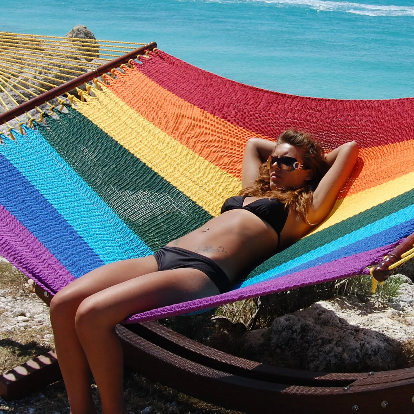 Jumbo Caribbean Hammock - Rainbow