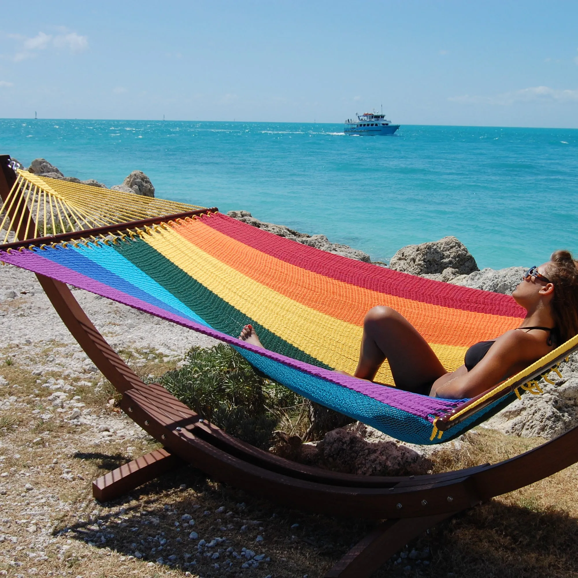 Jumbo Caribbean Hammock - Rainbow