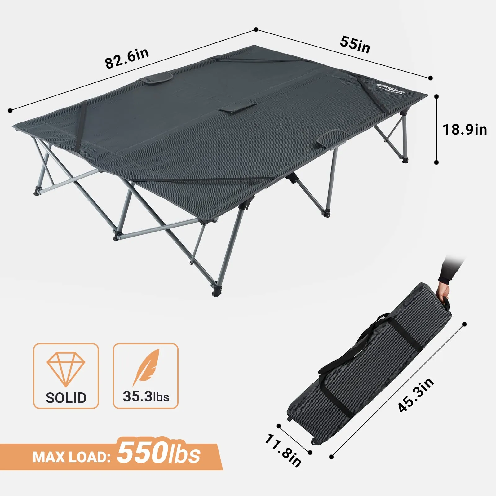 KingCamp Luxury Double Folding Camping Cot