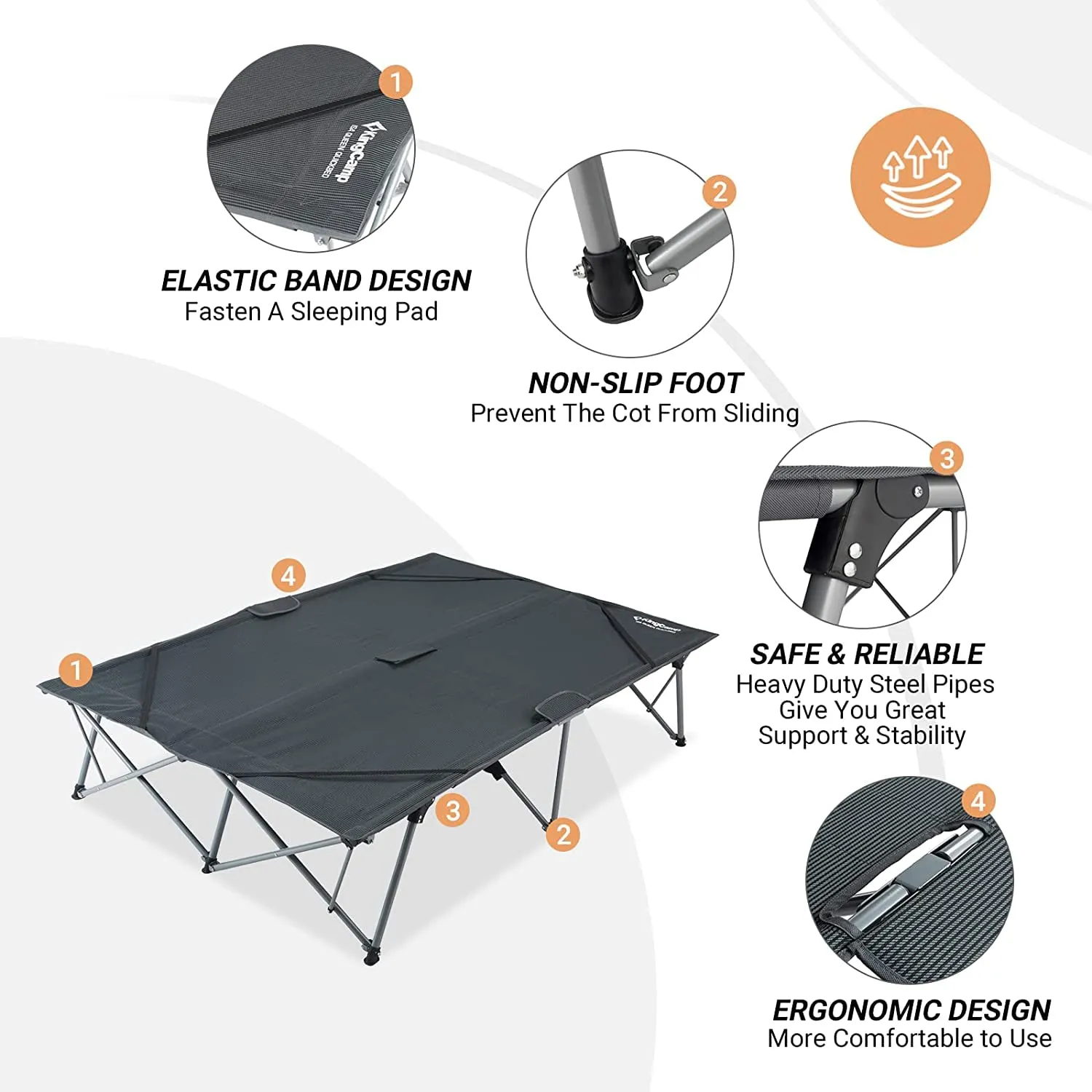 KingCamp Luxury Double Folding Camping Cot