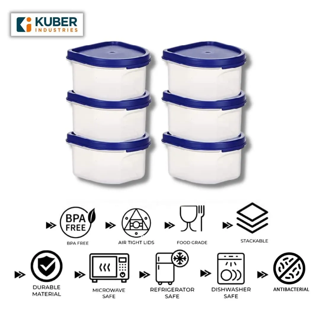 Kuber Industries Storage Utility Container|Plastic Unbreakable Food Storage Jar|Leak Roof,BPA Free Food Kitchen Organizer With Lid,250 ML,Set Of 6 (White) (Pack Of 4)