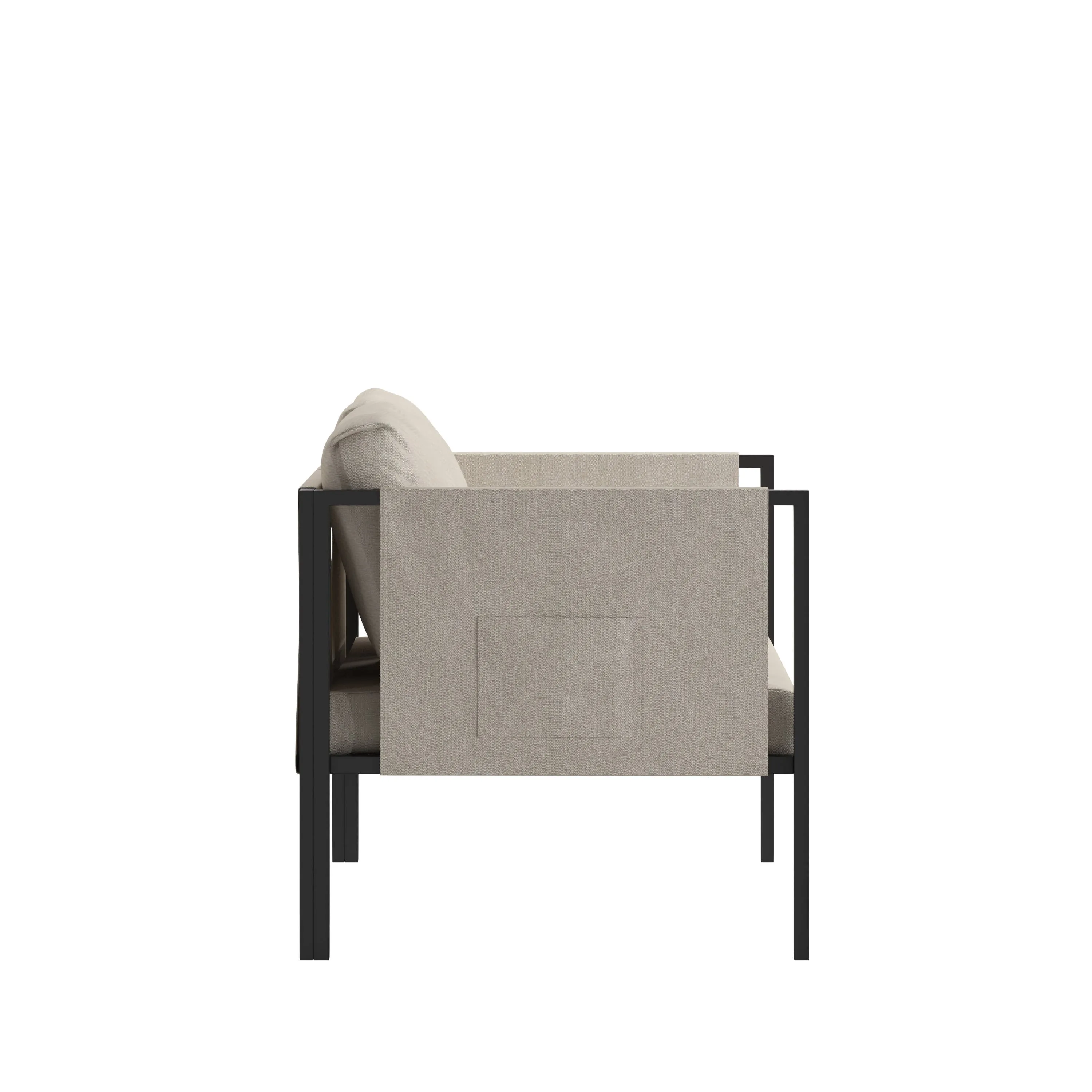 Lea Indoor/Outdoor Loveseat with Cushions - Modern Steel Framed Chair with Storage Pockets