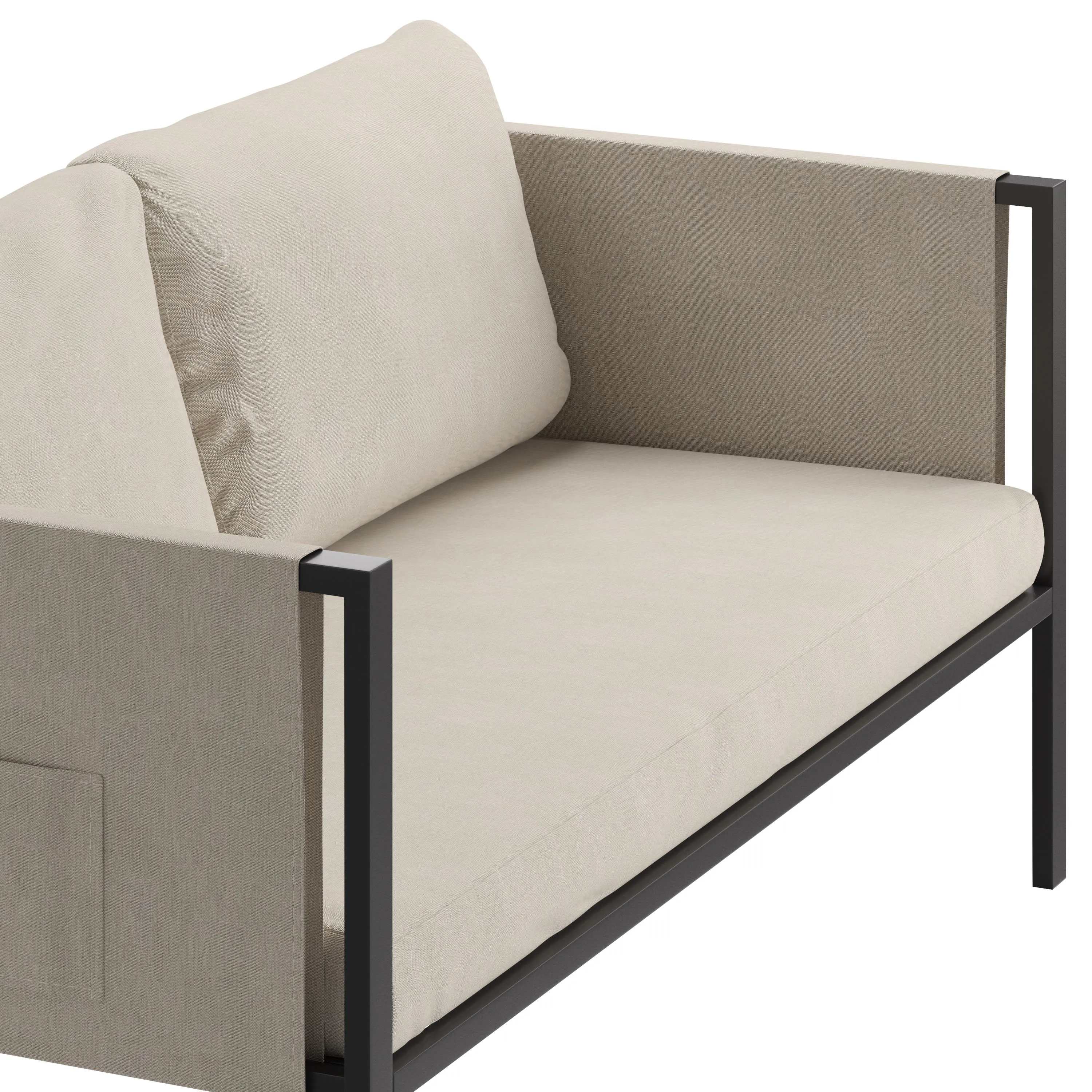 Lea Indoor/Outdoor Loveseat with Cushions - Modern Steel Framed Chair with Storage Pockets