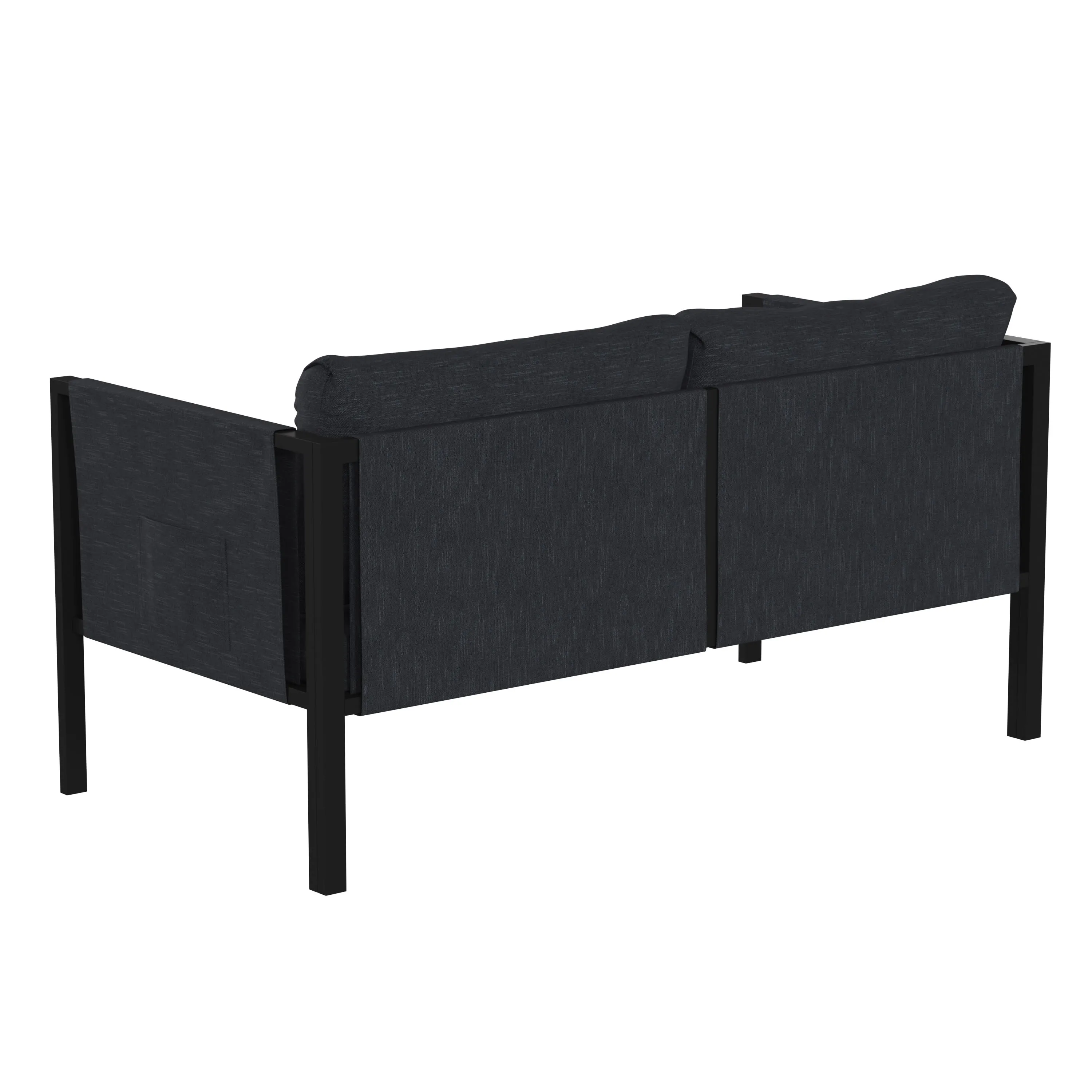 Lea Indoor/Outdoor Loveseat with Cushions - Modern Steel Framed Chair with Storage Pockets