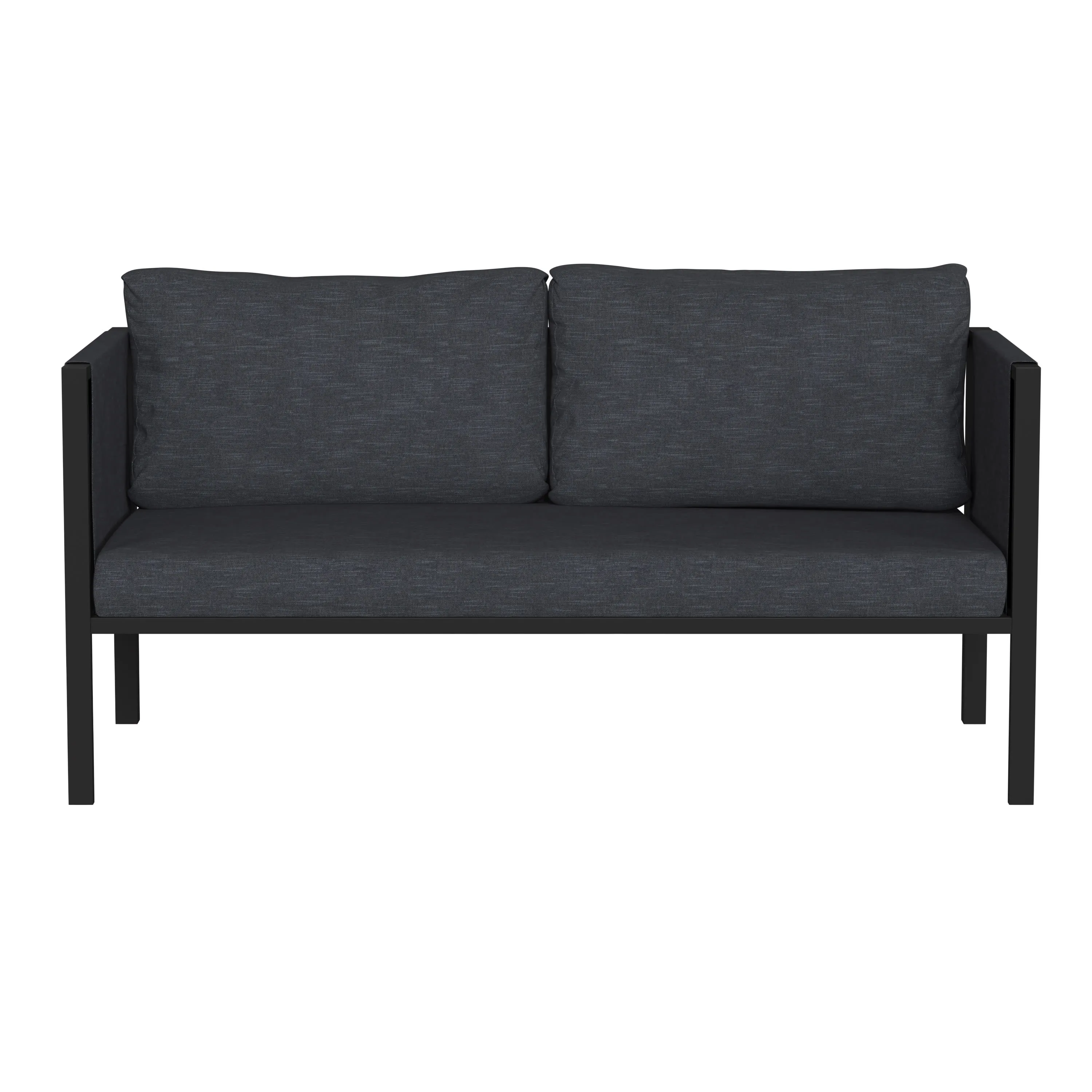 Lea Indoor/Outdoor Loveseat with Cushions - Modern Steel Framed Chair with Storage Pockets