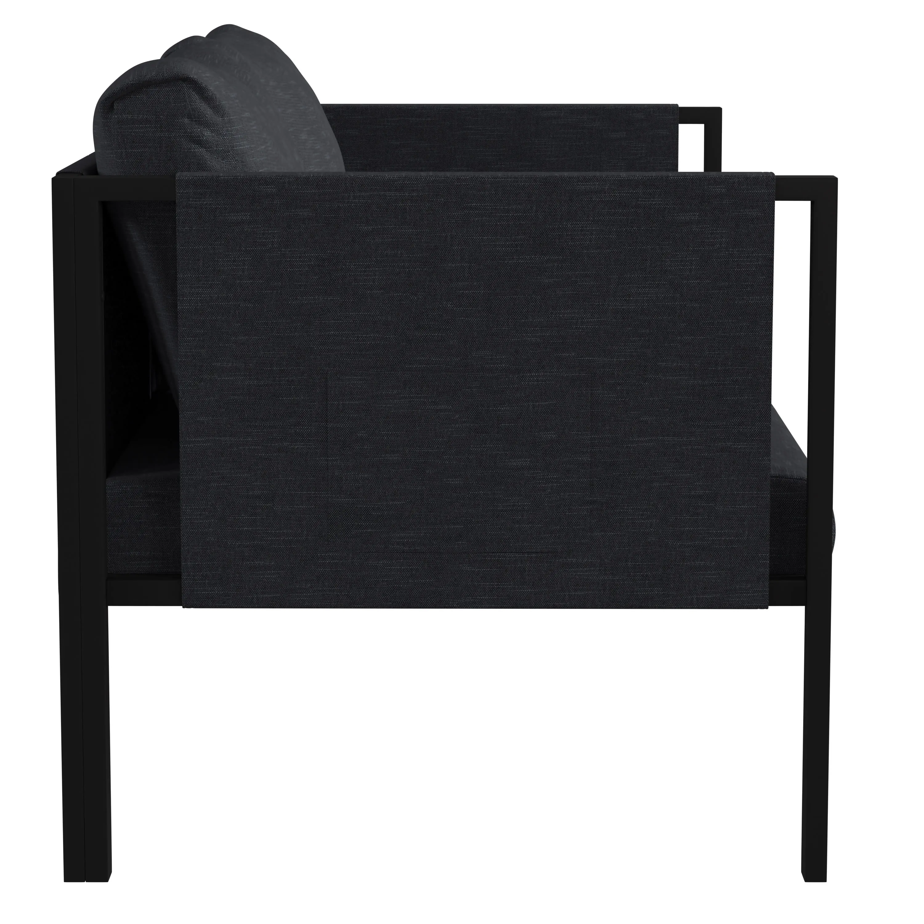 Lea Indoor/Outdoor Loveseat with Cushions - Modern Steel Framed Chair with Storage Pockets