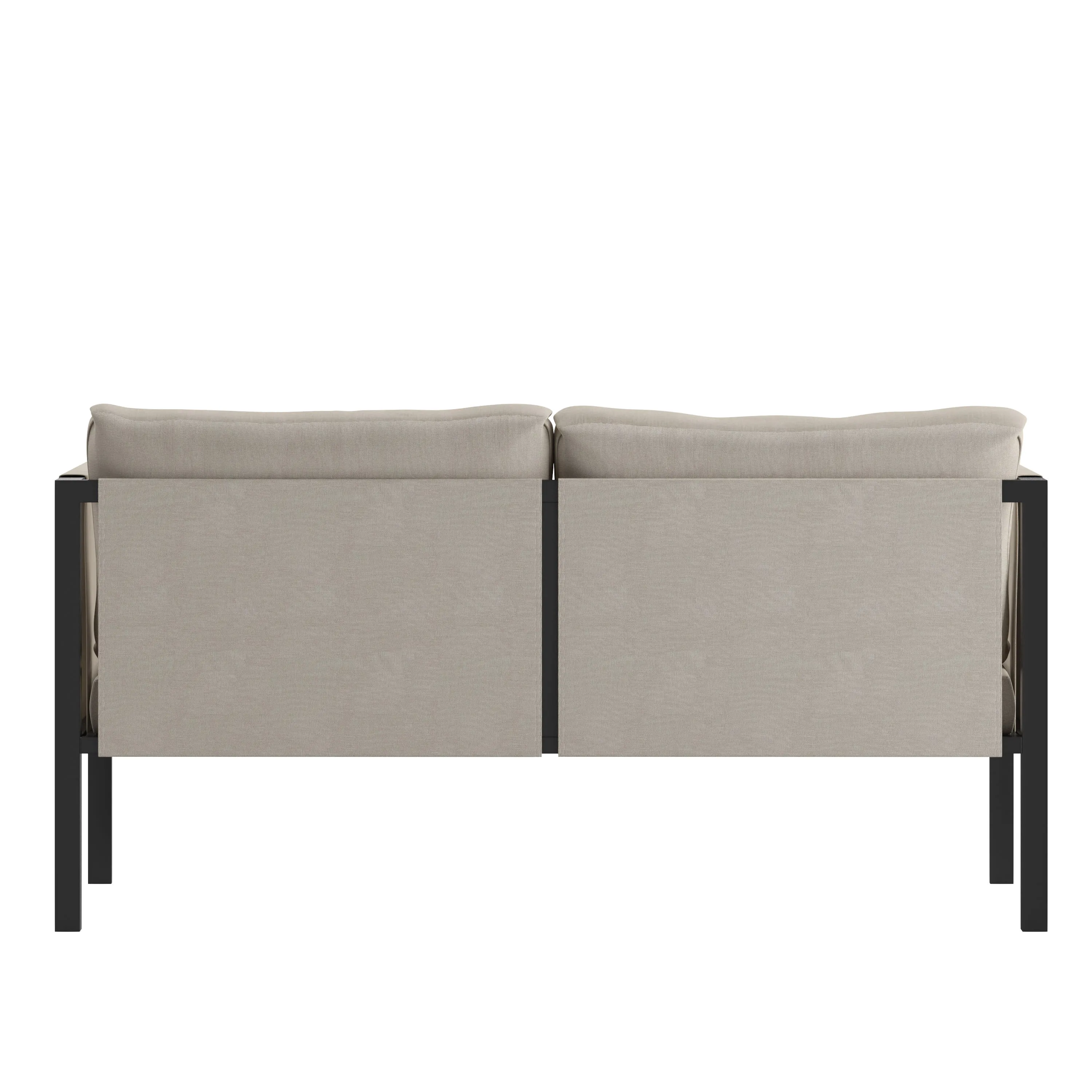 Lea Indoor/Outdoor Loveseat with Cushions - Modern Steel Framed Chair with Storage Pockets