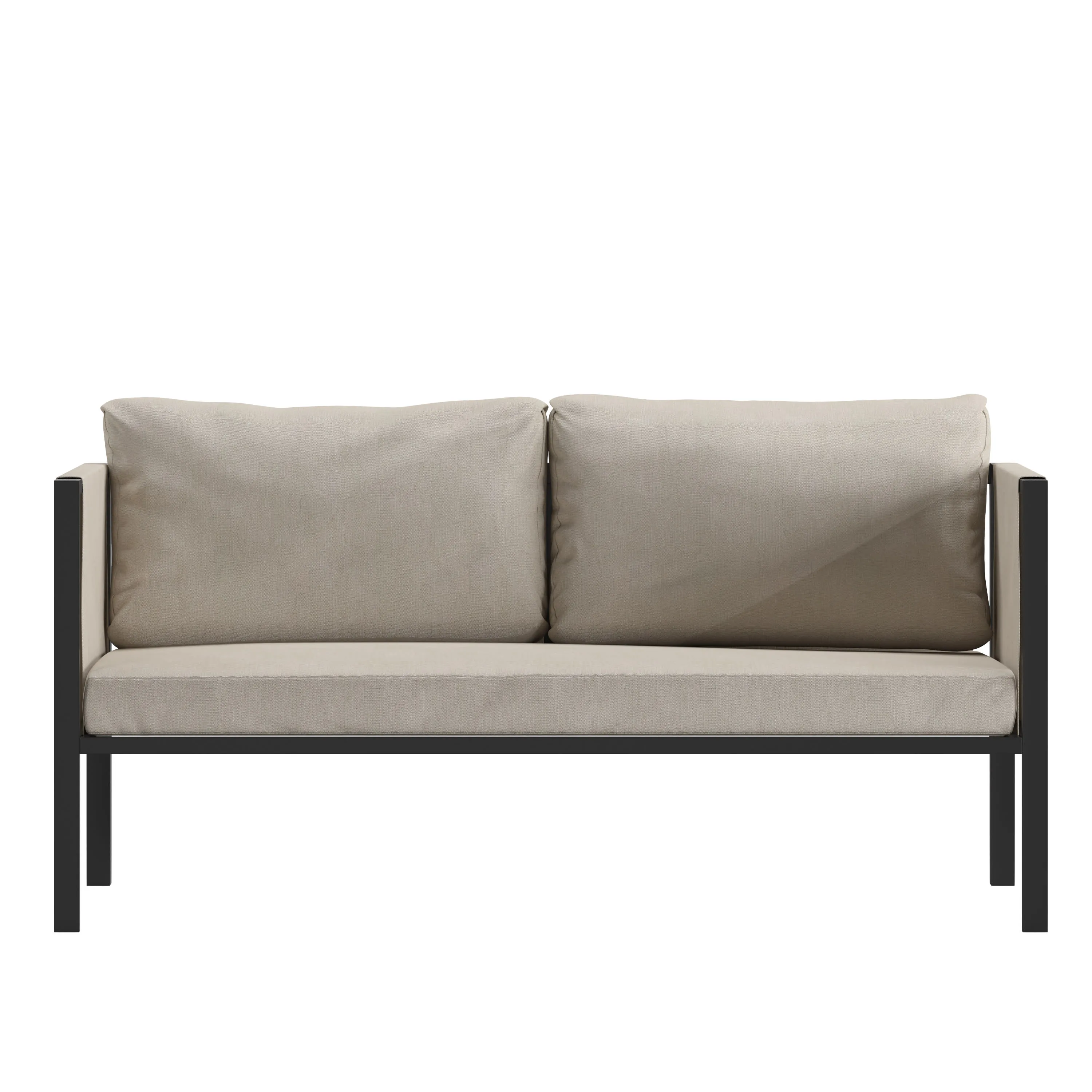Lea Indoor/Outdoor Loveseat with Cushions - Modern Steel Framed Chair with Storage Pockets