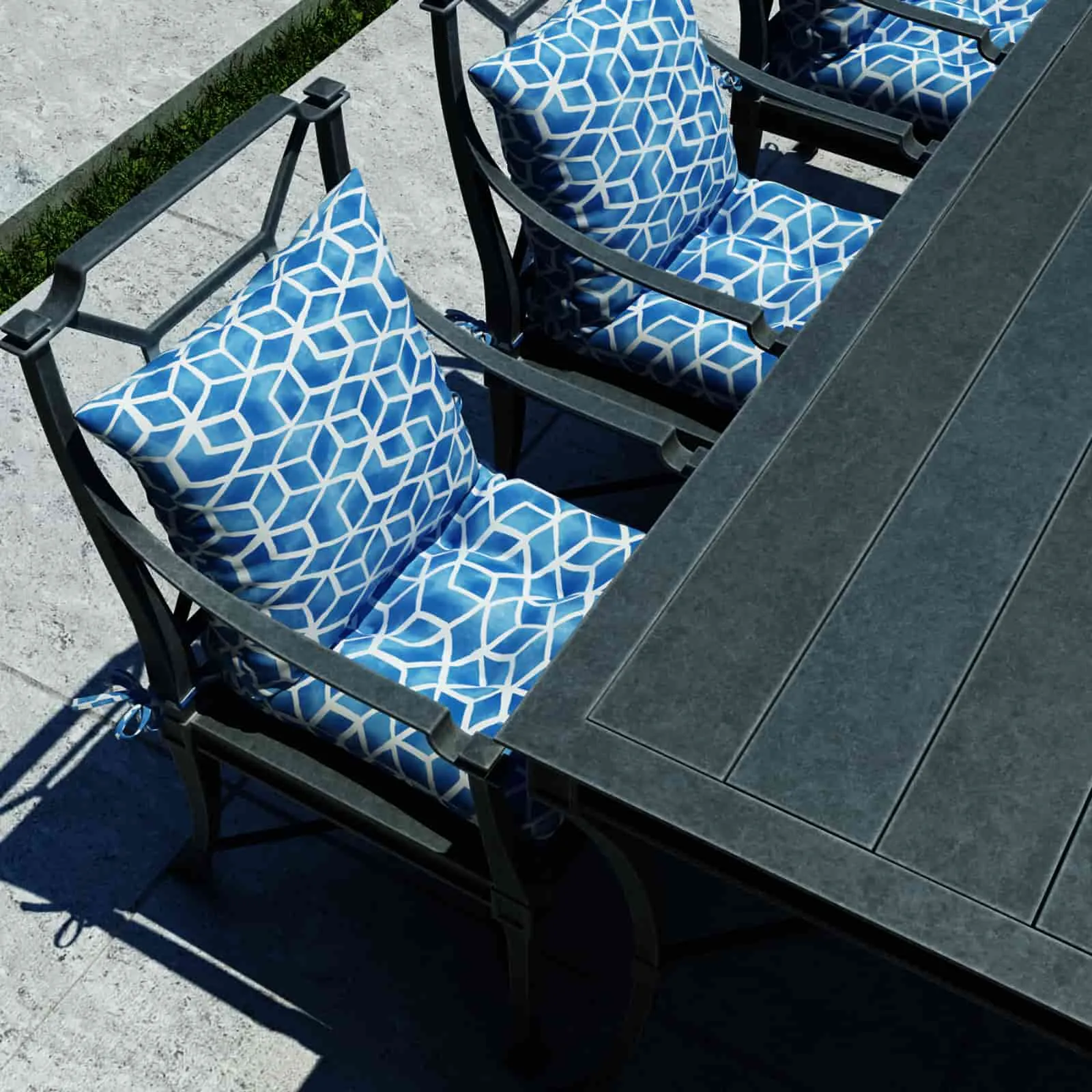 LVTXIII Outdoor U-Shape Tufted Seat Cushions 19”x19”x5”Blue Cube （Set of 2）
